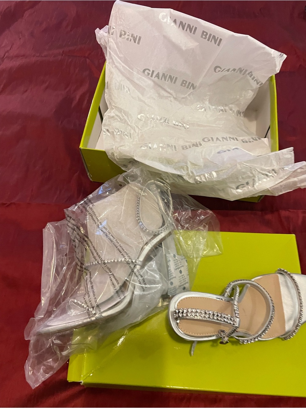 Gianni Bini Silver Crystal-Strap Dress Sandals